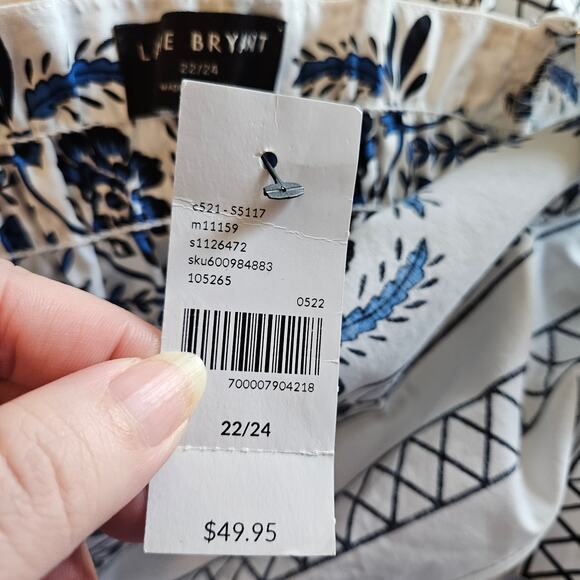 Lane Bryant Square Neck Cropped Top Blouse Floral Plus Siz 22/24 Vacation Summer - Picture 6 of 8